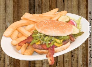 Juicy gourmet burger at Lookin Good Restaurant Denver