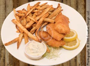 Golden fish and chips basket